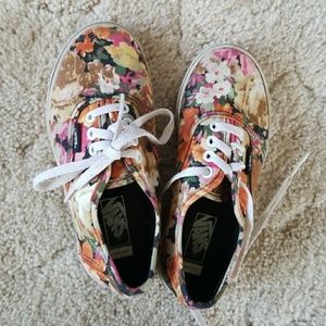 Little Girls Floral Print Vans 12.5